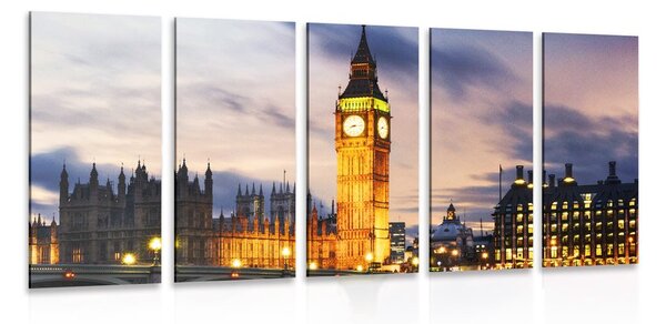 Quadri 5 pezzi – Big Ben notturno a Londra