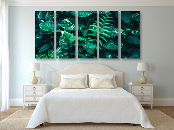 Quadri 5 pezzi – Foglie tropicali fresche