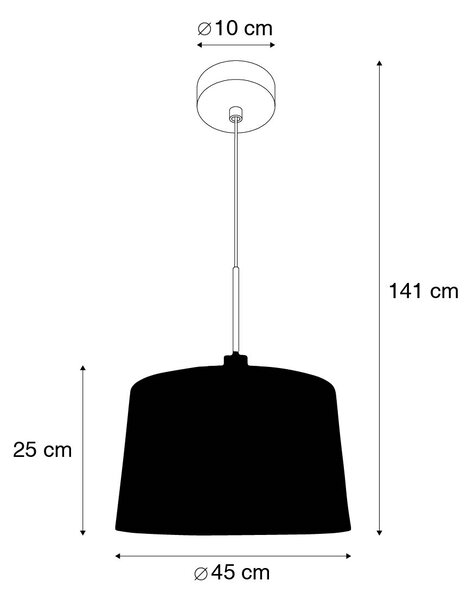 Lampada a sospensione moderna nera con paralume 45 cm bianco - Combi 1