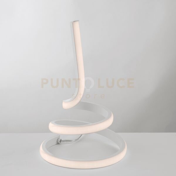 Lumetto in metallo e alluminio verniciato bianca con led integrato 