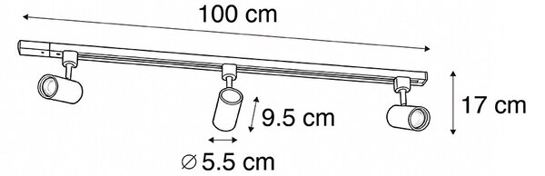 Sistema di illuminazione a binario moderno con 3 faretti bianco 1-Fase - Iconic Jeana