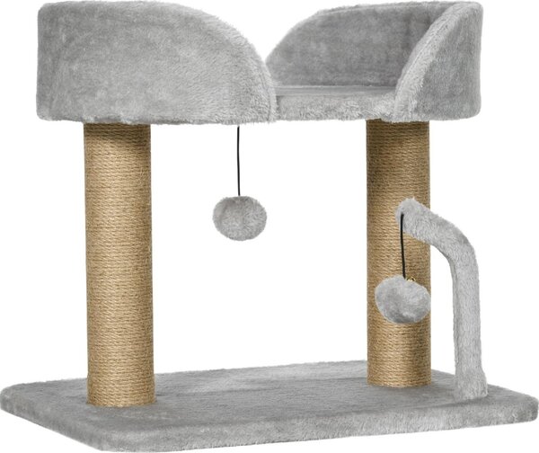 AllMyPets Albero Tiragraffi per Gatti in Juta, Lettino e Palline 48x38x42 cm colore Grigio - LGZ370