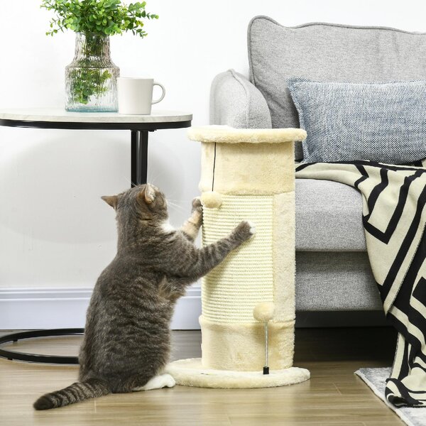 AllMyPets Albero Tiragraffi per Gatti fino 5kg con 2 Palline in Sisal e Peluche 34x25.5x58cm Beige