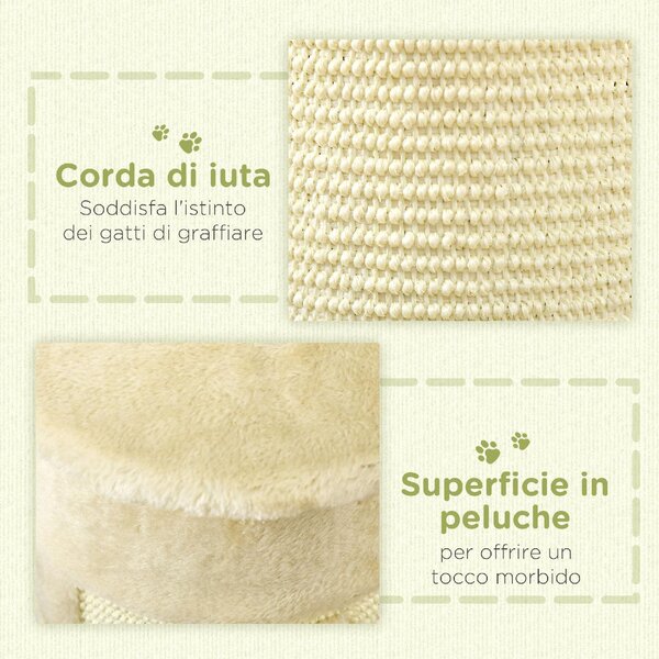 AllMyPets Albero Tiragraffi per Gatti fino 5kg con 2 Palline in Sisal e Peluche 34x25.5x58cm Beige