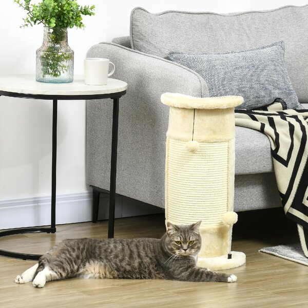 AllMyPets Albero Tiragraffi per Gatti fino 5kg con 2 Palline in Sisal e Peluche 34x25.5x58cm Beige