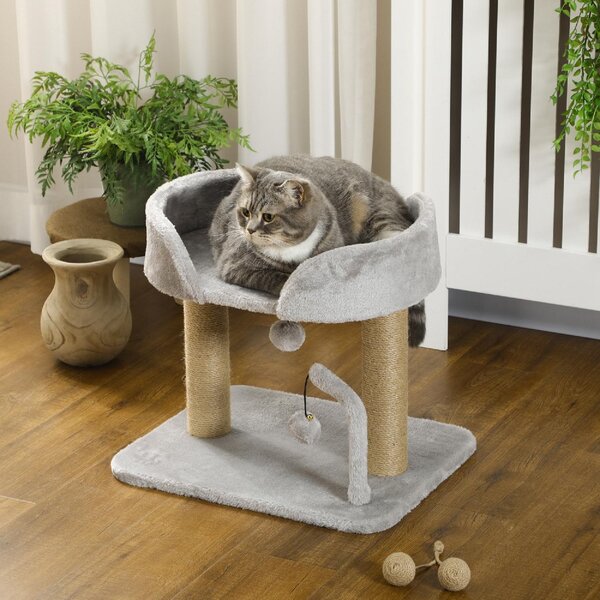 AllMyPets Albero Tiragraffi per Gatti in Juta, Lettino e Palline 48x38x42 cm colore Grigio - LGZ370