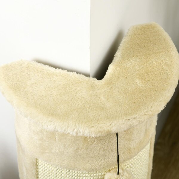 AllMyPets Albero Tiragraffi per Gatti fino 5kg con 2 Palline in Sisal e Peluche 34x25.5x58cm Beige