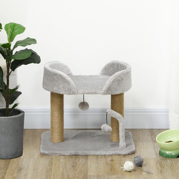 AllMyPets Albero Tiragraffi per Gatti in Juta, Lettino e Palline 48x38x42 cm colore Grigio - LGZ370