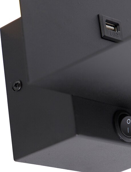 Applique moderna nera con connessione USB - Flero