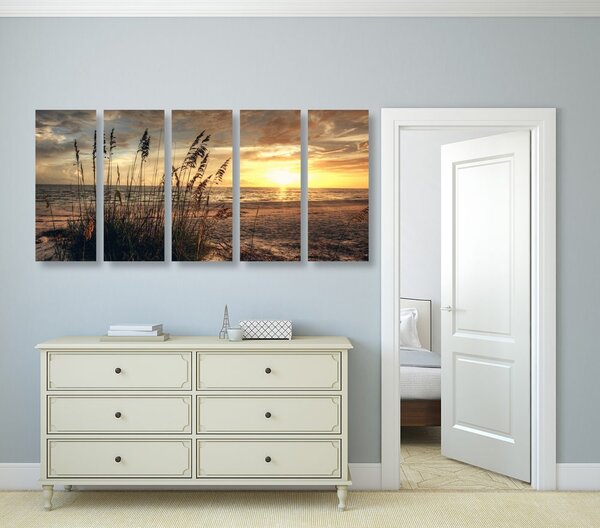 Quadri 5 pezzi – Tramonto sulla spiaggia