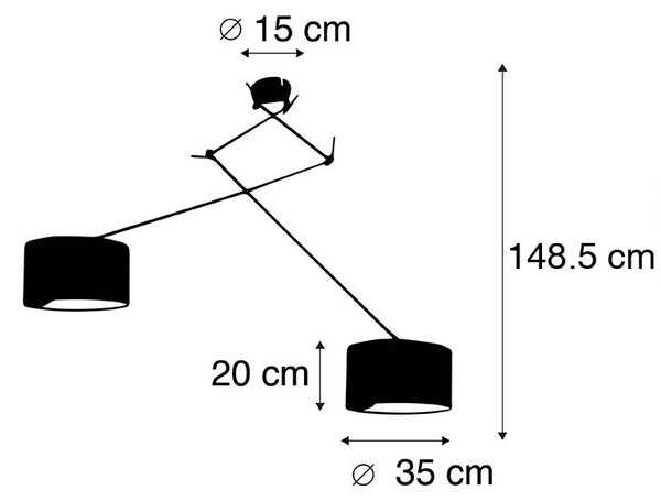 Lampada a sospensione nera con paralume 35 cm verde regolabile 2 luci - Blitz
