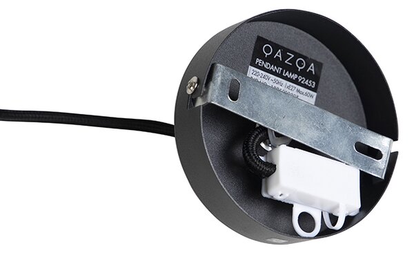 Lampada a sospensione con paralume in cotone nero e oro 40 cm - Combi
