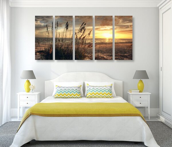 Quadri 5 pezzi – Tramonto sulla spiaggia