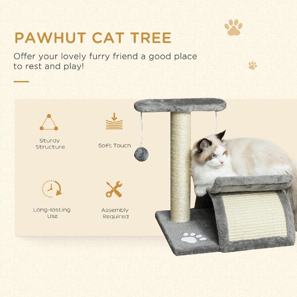 AllMyPets Albero Tiragraffi per Gatti in Peluche con Palo in Sisal, Cuccia e 2 Palline 40x30x43 cm colore Grigio - A39GYAO10