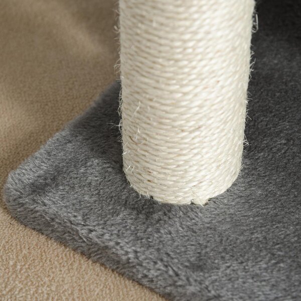 AllMyPets Albero Tiragraffi per Gatti in Peluche con Palo in Sisal, Cuccia e 2 Palline 40x30x43 cm colore Grigio - A39GYAO10