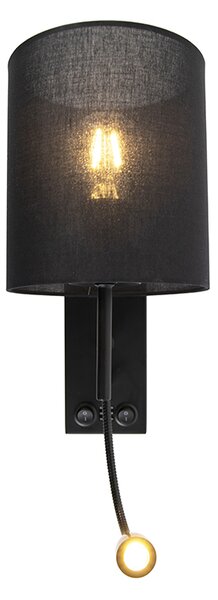 Applique moderna nera con paralume in cotone - Stacca