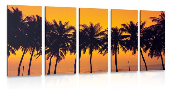 Quadri 5 pezzi – Tramonto sulle palme