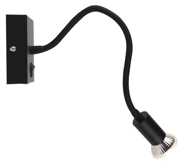Lampada da parete moderna flessibile USB nera - Zeno