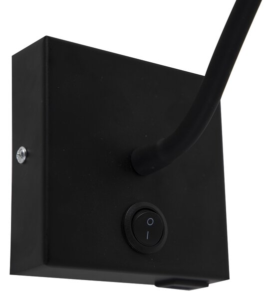 Lampada da parete moderna flessibile USB nera - Zeno