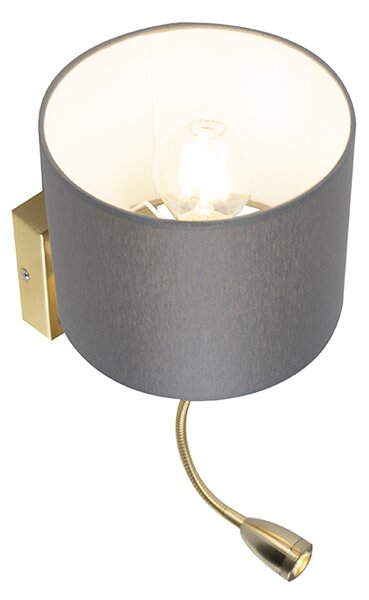 Applique Art Déco dorata con USB e paralume grigio - Brescia