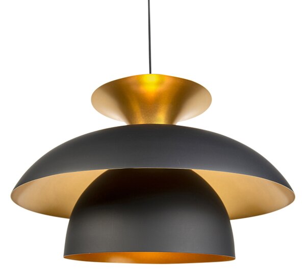 Lampada a sospensione intelligente nera con oro incl. Wifi G95 - Titus