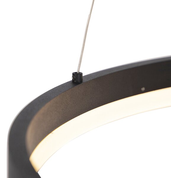 Lampada a sospensione di design nera 60 cm con LED dimmerabile a 3 livelli - Anello