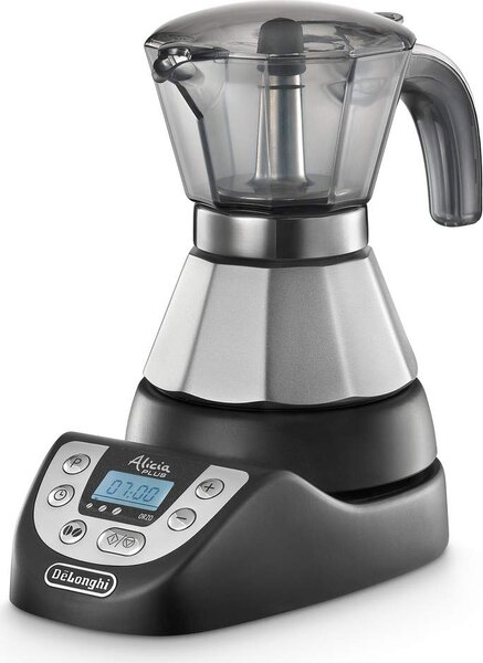 De Longhi Alicia PLUS EMKP 21.B Caffettiera elettrica Moka 1 o 2 Tazze Caff Macinato in Polvere Funzione Orzo e Aroma con Timer