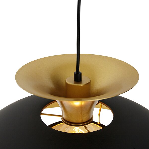 Lampada a sospensione intelligente nera con oro incl. Wifi G95 - Titus