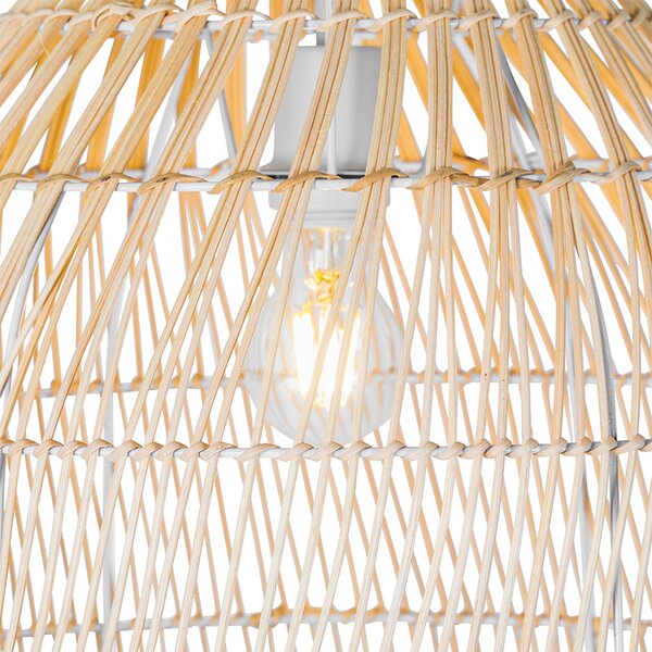 Lampada da terra rustica bianca con rattan - Sam