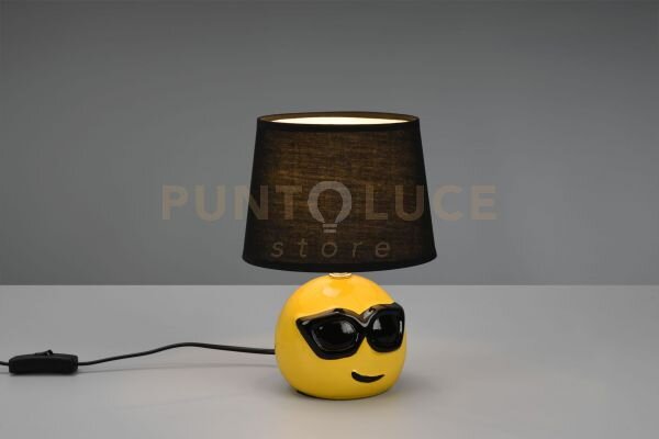 Lampada coolio in ceramica smile occhiali da sole con paralume ner