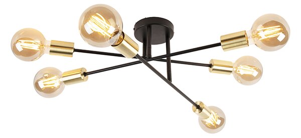 Lampada da soffitto intelligente nera con oro 6 luci incl. Wifi G95 - Sydney