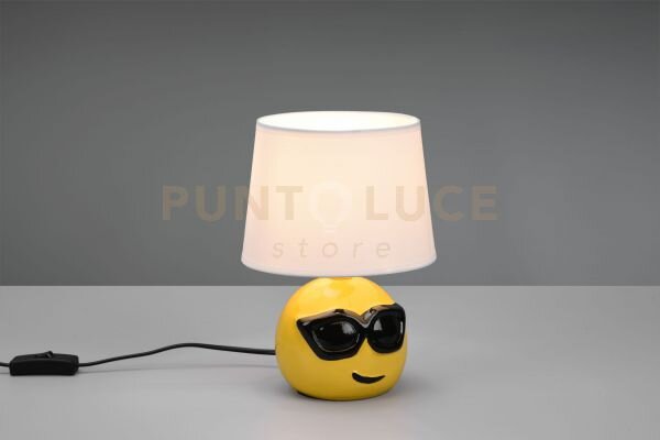 Lampada coolio in ceramica smile occhiali da sole con paralume bia