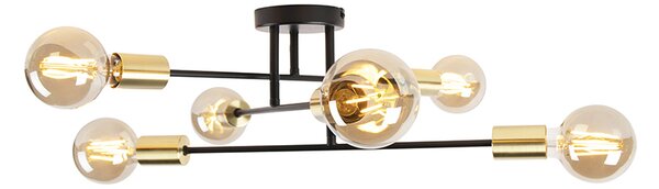 Lampada da soffitto intelligente nera con oro 6 luci incl. Wifi G95 - Sydney