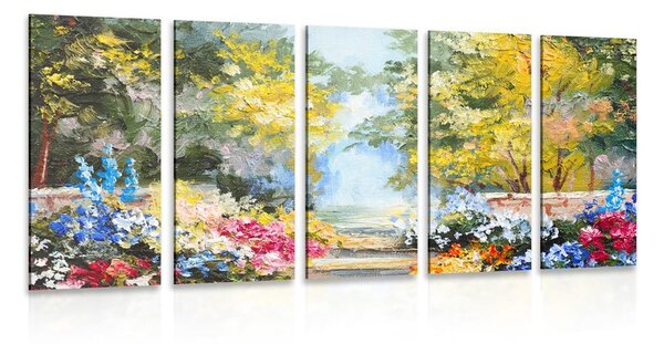 Quadri 5 pezzi – Pittura a olio di paesaggio