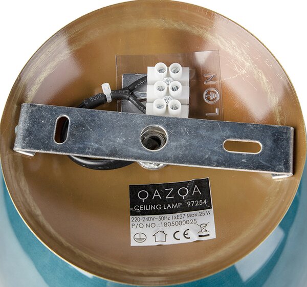 Lampada da soffitto intelligente in ottone con vetro blu oceano incl. Wi-Fi ST64 - Pallon
