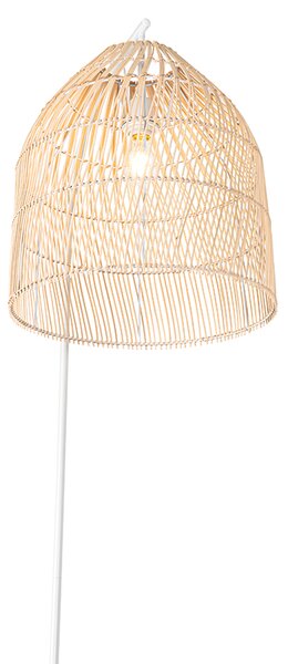 Lampada da terra rustica bianca con rattan - Sam