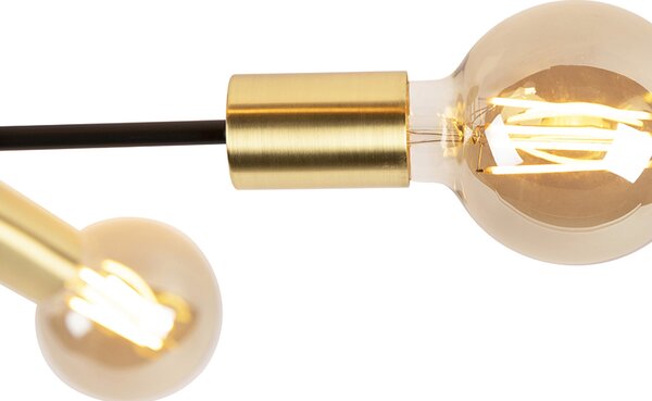 Lampada da soffitto intelligente nera con oro 6 luci incl. Wifi G95 - Sydney