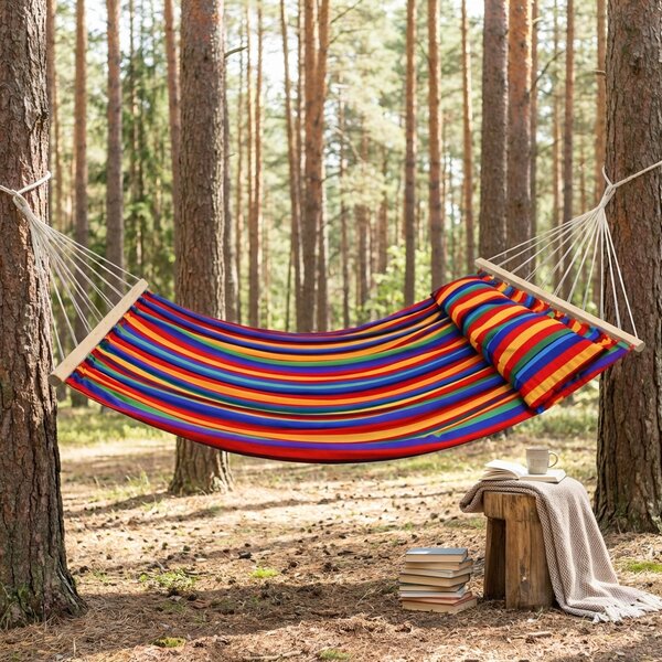 VivaGarden Amaca da Giardino 200x150 cm con Cuscino in Cotone colore Multicolore