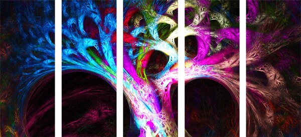 Quadri 5 pezzi – Albero astratto misterioso
