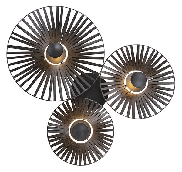 Lampada da soffitto rustica nera 3 luci - Leia
