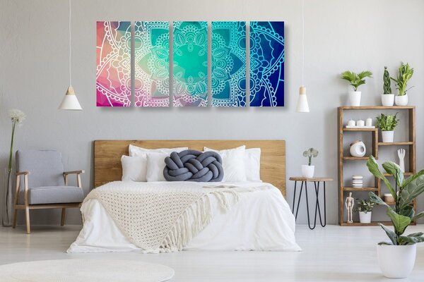 Quadri 5 pezzi – Mandala pastello