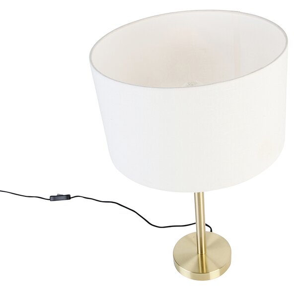 Lampada da tavolo classica in ottone con paralume bianco 35 cm - Simplo