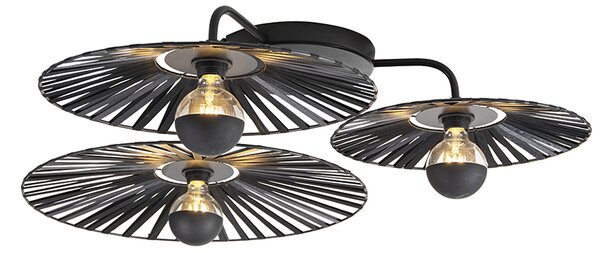 Lampada da soffitto rustica nera 3 luci - Leia