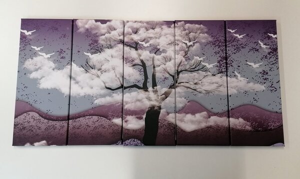 Quadri 5 pezzi – Albero inondato di nuvole