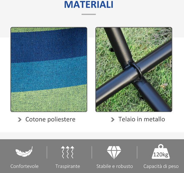 VivaGarden Amaca da Giardino Autoportante con Supporto Altezza Regolabile e Borsa di Trasporto 298x117x105 cm colore Verde