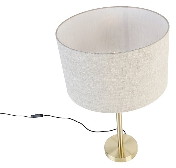 Lampada da tavolo classica in ottone con paralume grigio chiaro 35 cm - Simplo