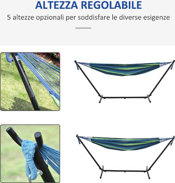 VivaGarden Amaca da Giardino Autoportante con Supporto Altezza Regolabile e Borsa di Trasporto 298x117x105 cm colore Verde