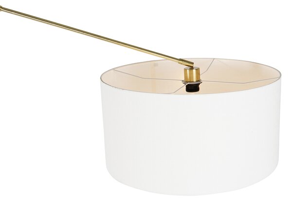 Lampada da terra moderna oro con paralume bianco 50 cm regolabile - Editor