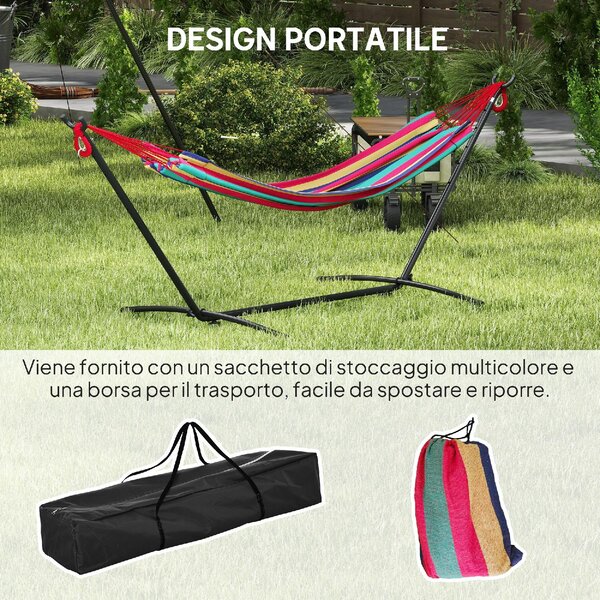 VivaGarden Amaca da Giardino Autoportante con Supporto Altezza Regolabile e Borsa di Trasporto 310x117x105 cm colore Rosso