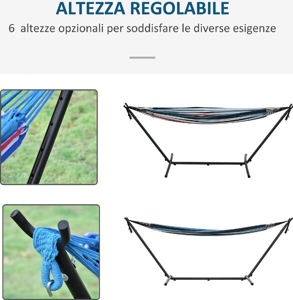 VivaGarden Amaca da Giardino Autoportante con Supporto Altezza Regolabile e Borsa di Trasporto 310x117x105 cm colore Multicolore